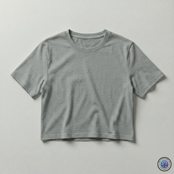 Remera Crop Mujer - Gris Melange